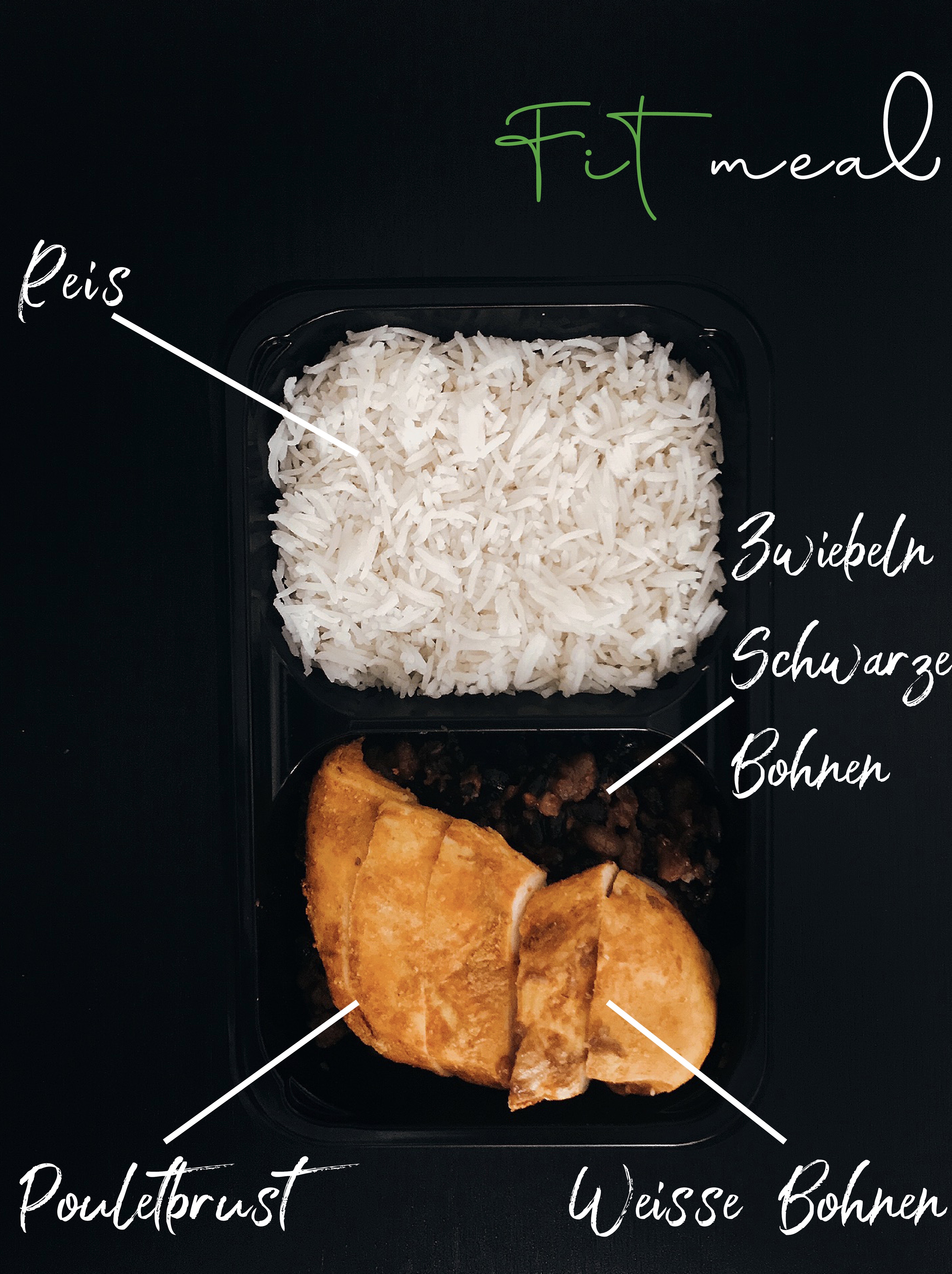 Pouletbrust Mit Schwarzen Und Weissen Bohnen Mit Reis Paddy S Fitmeal Gmbh